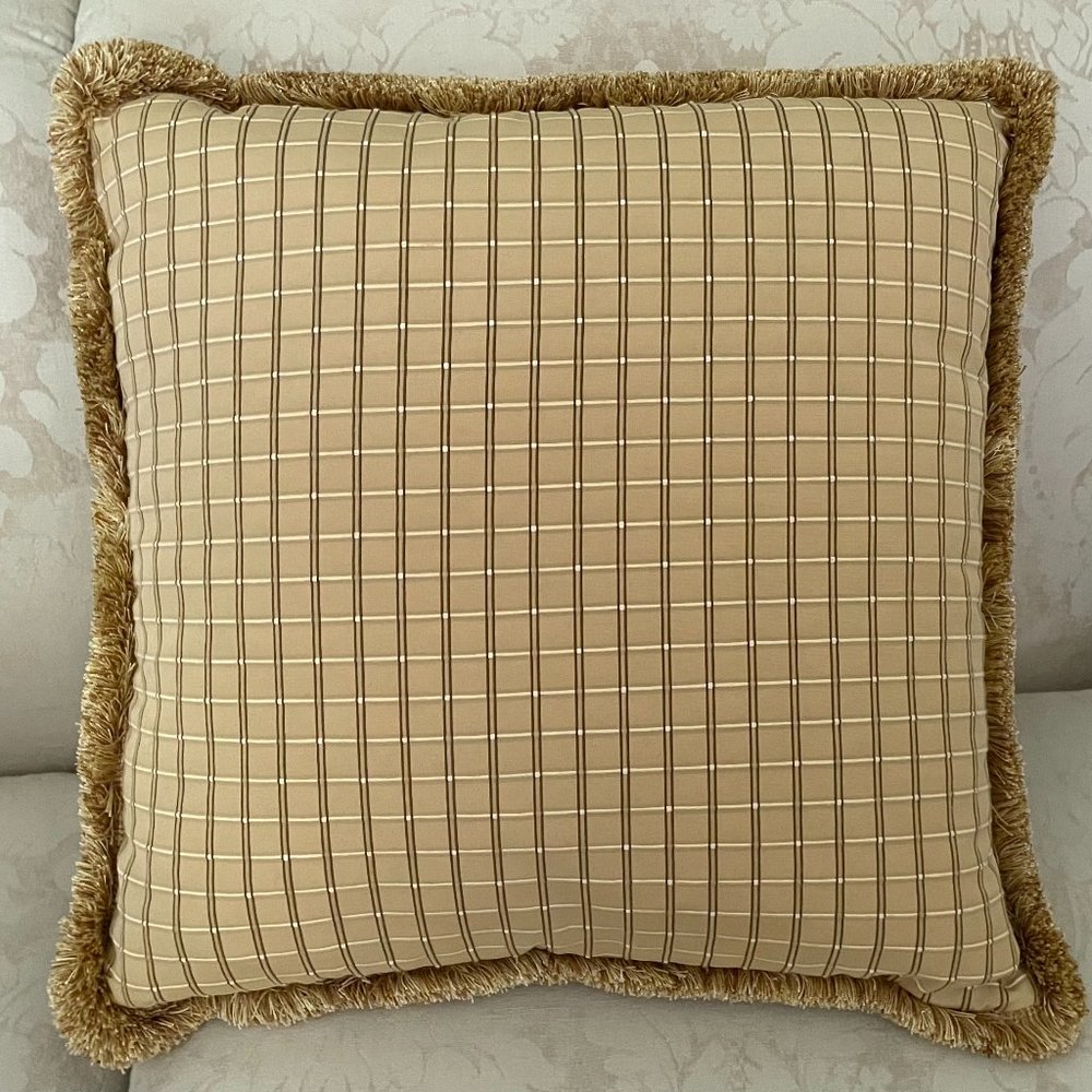 Decorative Pillow -- Gold/Cream with Trim